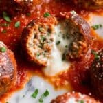 Mozzarella-Stuffed Meatballs in Marinara Sauce Recipe
