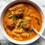 Meatball Soup with Spinach, Pasta, and Cream Recipe