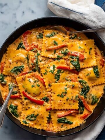 Ravioli with Creamy Tomato Sauce Recipe