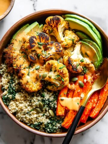 Roasted Veggie Glow Bowls with Tahini Dressing Recipe