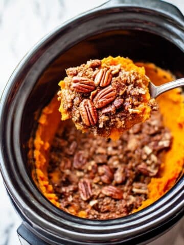 Easy Crockpot Sweet Potato Casserole with Pecan Topping Recipe