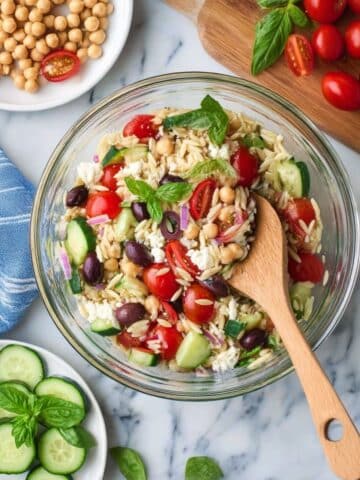Orzo Salad with Greek Vegetables and Feta Recipe