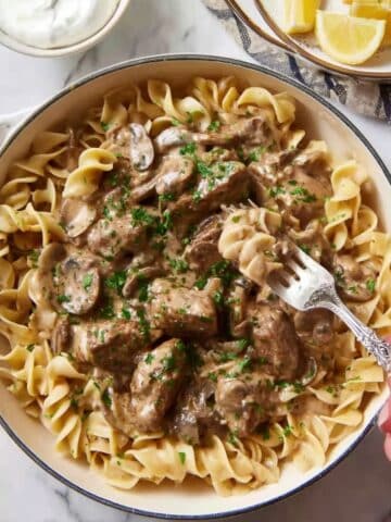 Creamy Beef Stroganoff with Mushrooms and Egg Noodles Recipe