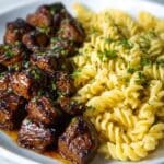 Garlic Butter Steak Bites with Creamy Alfredo Pasta Recipe