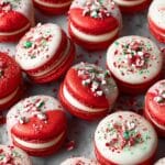 Peppermint Macarons with White Chocolate and Candy Cane Topping Recipe