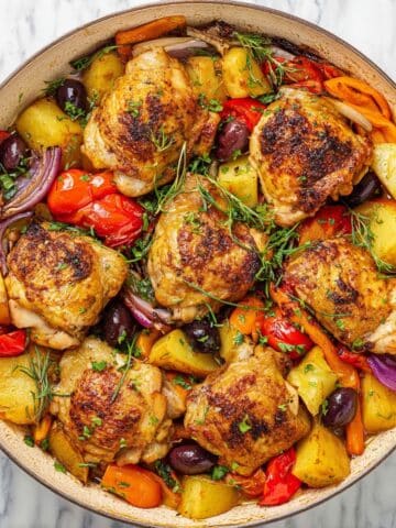Roasted Chicken and Vegetables with Olives and Balsamic Recipe