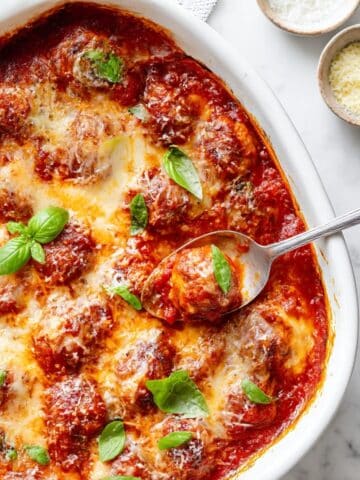 Baked Ground Chicken Meatballs with Marinara and Cheese Recipe