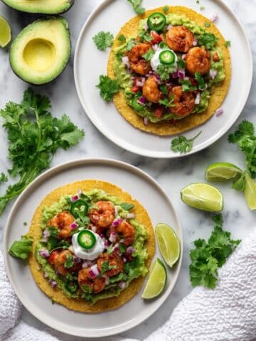 Shrimp Tostadas with Avocado Lime Mash Recipe