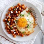 Chickpea Fried Egg with Feta and Cilantro Recipe