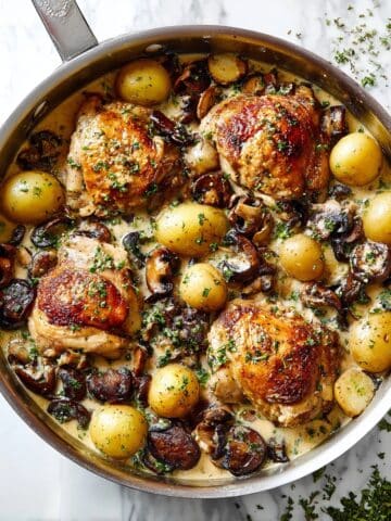 Creamy Mushroom Chicken with Garlic Potatoes Recipe