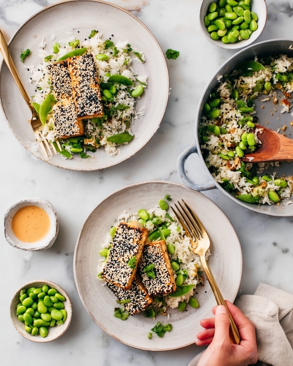 Crispy Sesame Tofu with Sriracha Mayo and Cilantro Lime Rice Recipe