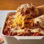 Baked Spaghetti with Cheese and Meat Sauce Recipe