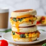 Healthy Make-Ahead Breakfast Sandwich with Spinach, Cherry Tomatoes, and Cheddar Recipe