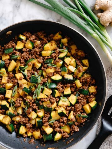 Ground Turkey Zucchini Skillet with Savory Soy Sauce Recipe
