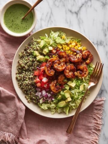 Avocado Shrimp Quinoa Bowl with Cilantro Vinaigrette Recipe