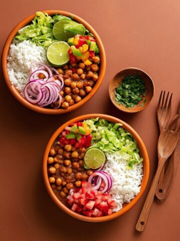 Crispy Roasted Chickpeas Bowl with Rice and Fresh Veggies Recipe