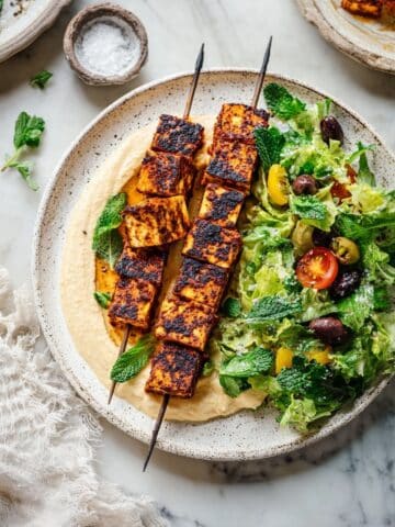 Mediterranean Grilled Tofu with Spiced Marinade and Hummus Recipe