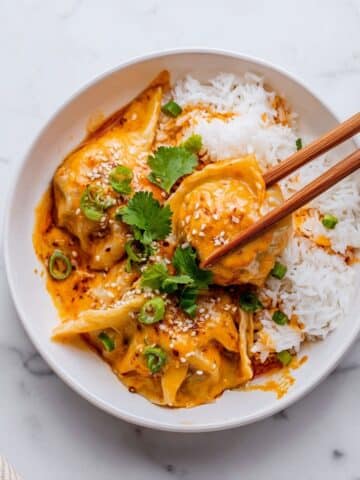 Viral One Pan Dumpling Bake with Coconut Curry Sauce Recipe