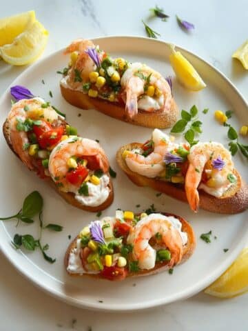 Prawn Bruschetta with Tomatoes and Lemon Garlic Aioli Recipe