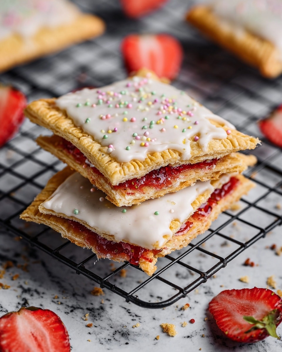 The image shows two steps of making a layered snack with three rows of square dough pieces on a white marbled textured surface. On the left, three squares of dough are topped with red sauce spread evenly, while three plain squares are next to them. On the right, three squares have a layer of yellow cheese underneath the red sauce, while the three squares beside them are plain dough with small, evenly spaced holes poked throughout. The colors are mainly light beige for the dough, bright red for the sauce, and vibrant yellow for the cheese. photo taken with an iphone --ar 4:5 --v 7