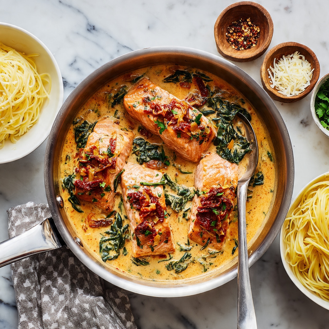 Creamy Garlic Butter Tuscan Salmon – Elegant & Flavorful Dish