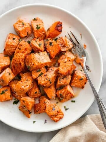 Air Fryer Lemon Garlic Butter Salmon Bites Recipe
