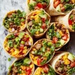 Homemade Breakfast Burrito with Crispy Potatoes, Sausage, and Avocado Recipe