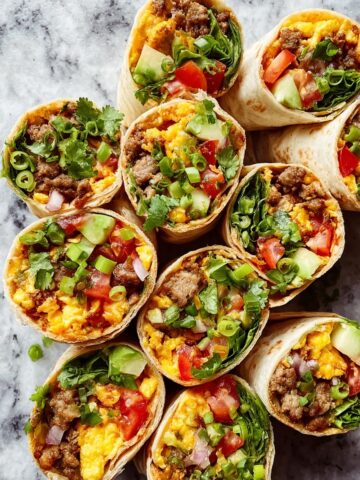 Homemade Breakfast Burrito with Crispy Potatoes, Sausage, and Avocado Recipe