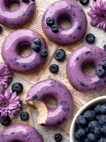 Blueberry Cake Donuts with Blueberry Vanilla Glaze Recipe