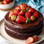 Almond Flour Chocolate Cake with Maple Whipped Cream and Fresh Berries Recipe
