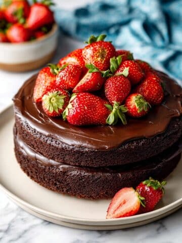 Almond Flour Chocolate Cake with Maple Whipped Cream and Fresh Berries Recipe