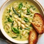 Creamy Pesto Beans with Crusty Baguette Recipe