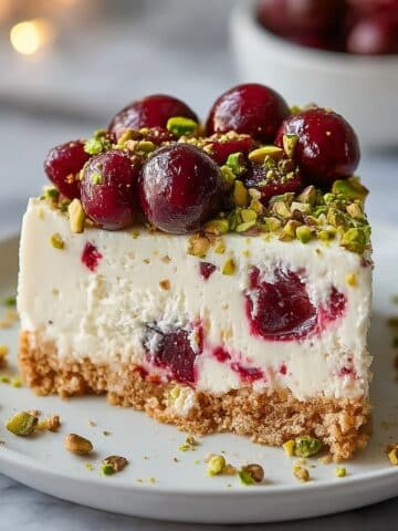 Cherry Pistachio No Bake Cheesecake Recipe