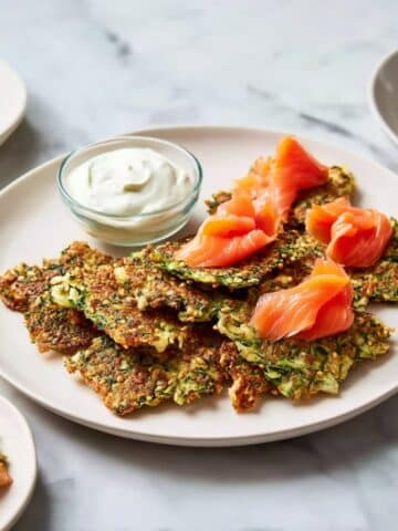 Savory Herb Pancakes with Lox and Crème Fraîche Recipe