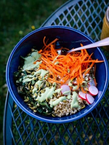 Anything-Goes Kale Salad with Green Tahini Dressing Recipe