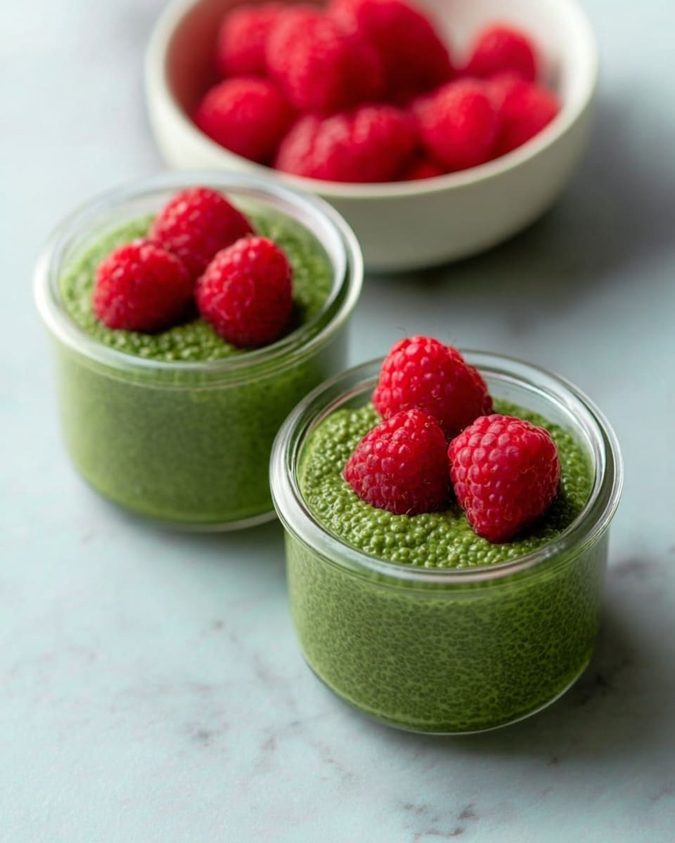 Matcha Raspberry Pudding Matcha Chia Pudding with Raspberries and Almonds – Vibrant & Healthy