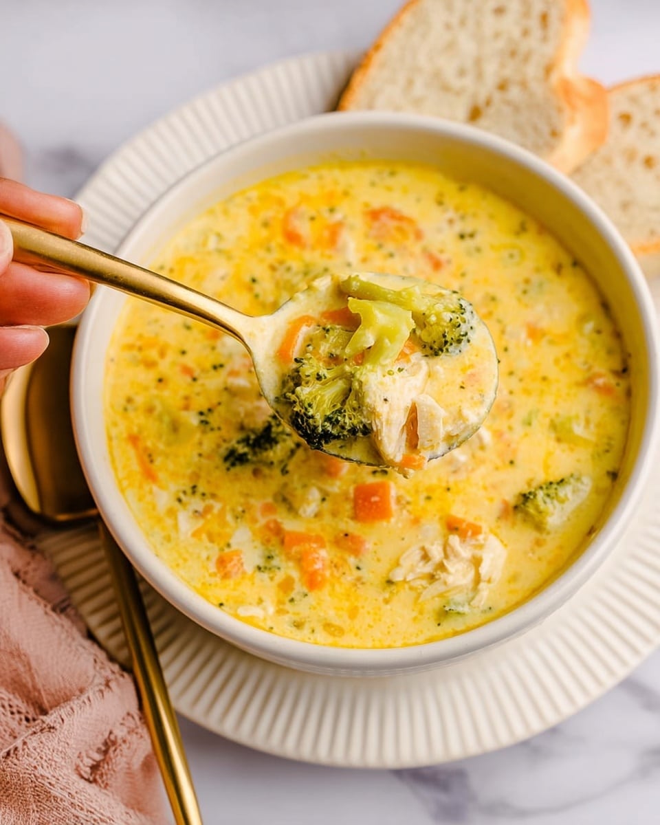 The images show a white frying pan on a white marbled surface with a woman's hand holding a small container over the pan. Inside the pan, there are visible layers: a mix of chunky vegetables including green broccoli pieces, orange carrot bits, and white chicken pieces in a yellow creamy sauce. The sauce looks thick and fills most of the pan, covering the vegetables and meat evenly. The wooden handle of the pan extends left, and there are two small white containers with wooden lids placed behind the pan on the marbled surface. photo taken with an iphone --ar 4:5 --v 7
