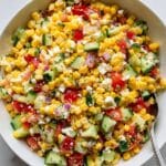 Fresh Corn Salad with Tomatoes, Cucumber, and Feta Recipe