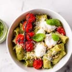 Pesto Rigatoni with Burst Tomatoes and Burrata Cheese Recipe