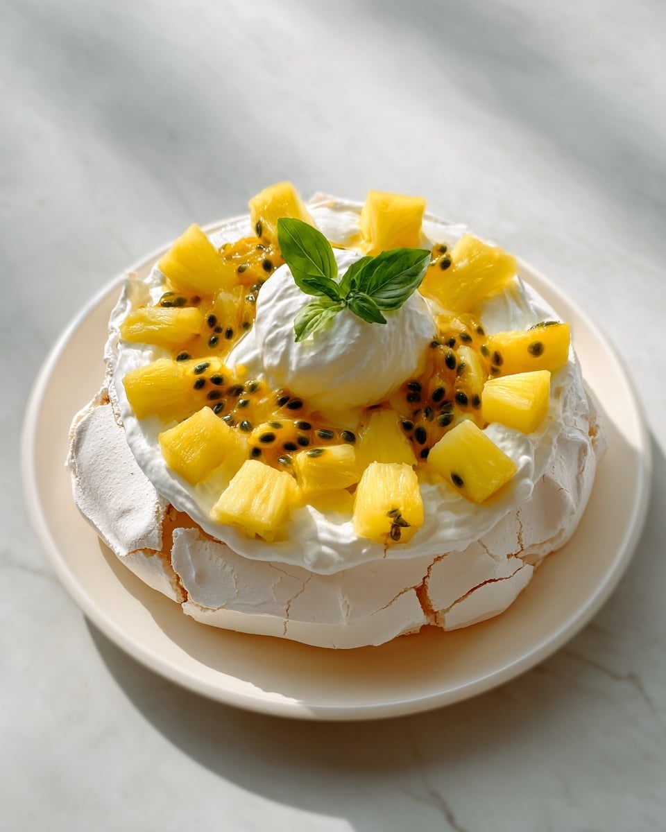 Vanilla Pavlova with Pineapple & Passion Fruit Recipe - Recipe Image