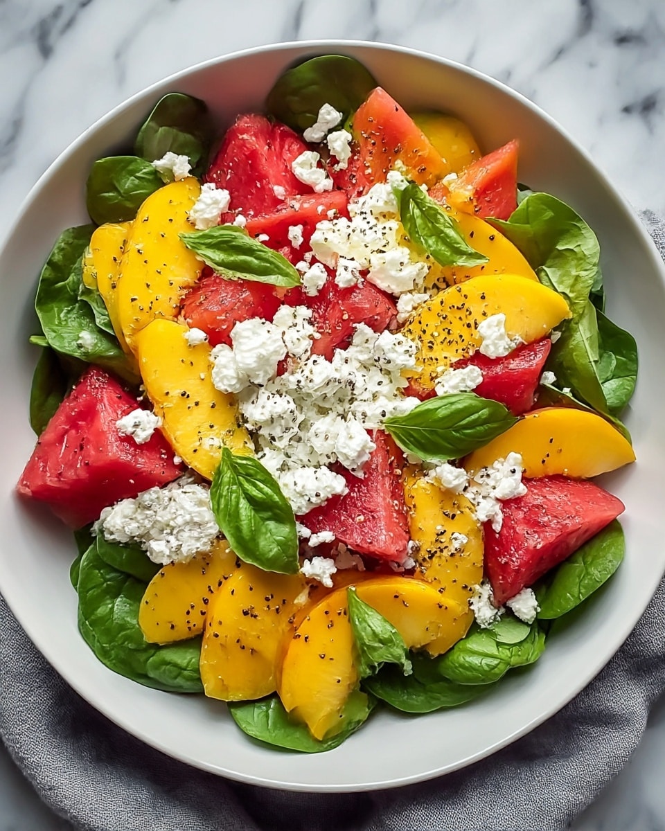 Peach Watermelon Feta Salad Recipe - Recipe Image