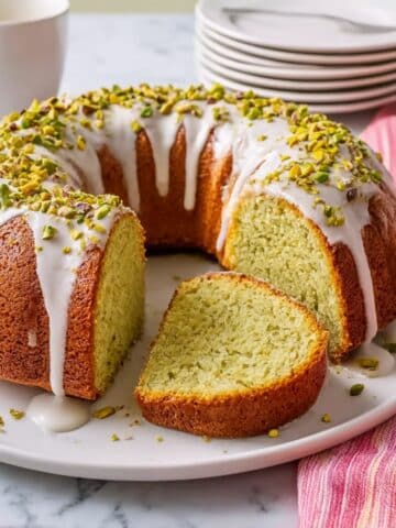 Pistachio Cake with Creamy Glaze and Chopped Pistachios Recipe