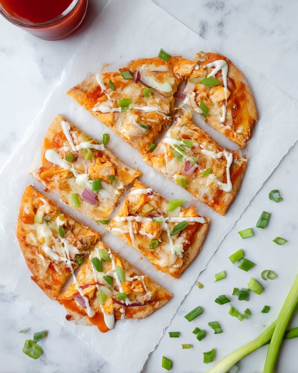 Easy Buffalo Chicken Flatbread Pizza Recipe - Recipe Image
