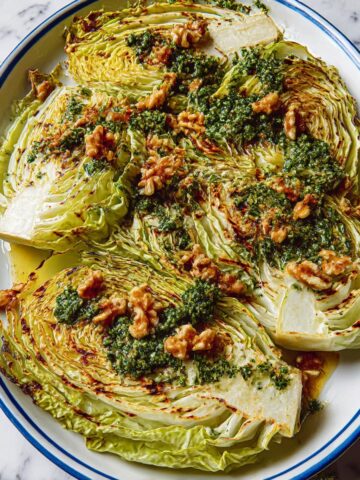 Cabbage Steaks with Green Chermoula and Toasted Walnuts Recipe