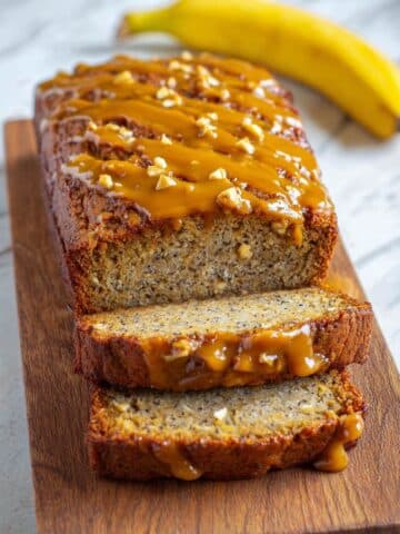Greek Yogurt Banana Bread with Brown Sugar Pecan Glaze Recipe