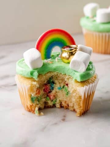 St. Patrick's Day Cupcakes with Rainbow Sprinkles and Gold Coins Recipe