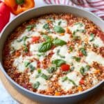 Skillet Stuffed Peppers with Chicken, Quinoa, and Cheese Recipe