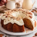 Carrot Bundt Cake with Cream Cheese Frosting and Pecans Recipe