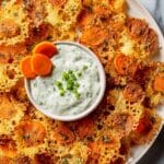 Crispy Carrot Chips with Garlic-Chive Dipping Sauce Recipe